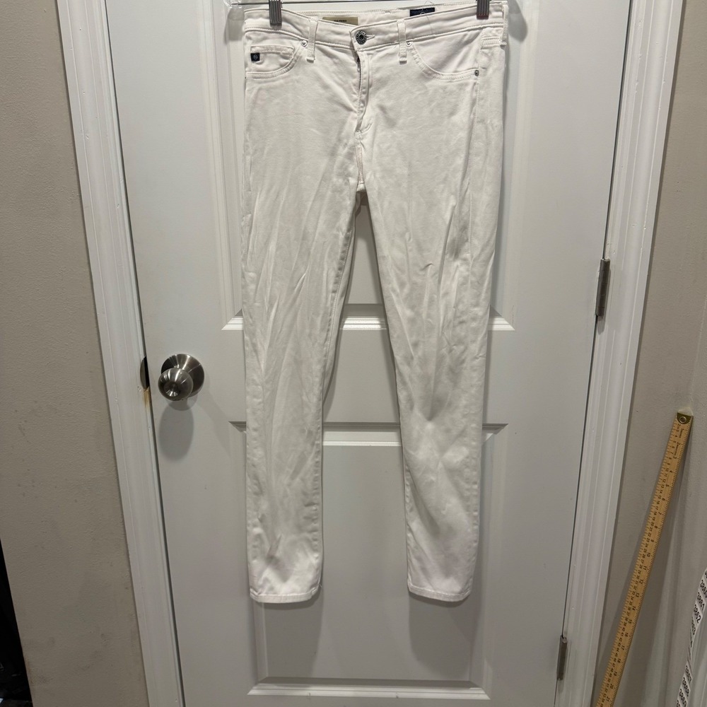 AG Womens The Prima Mid-Rise Cigarette Jeans White 27R
